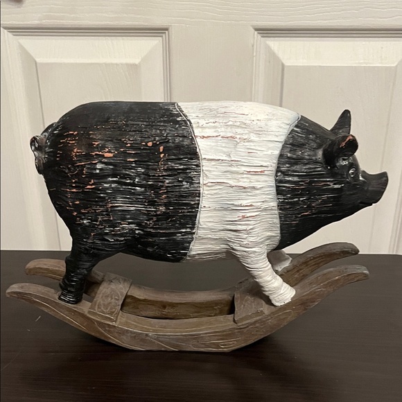 Other - Black and White Rocking Pig Figurine